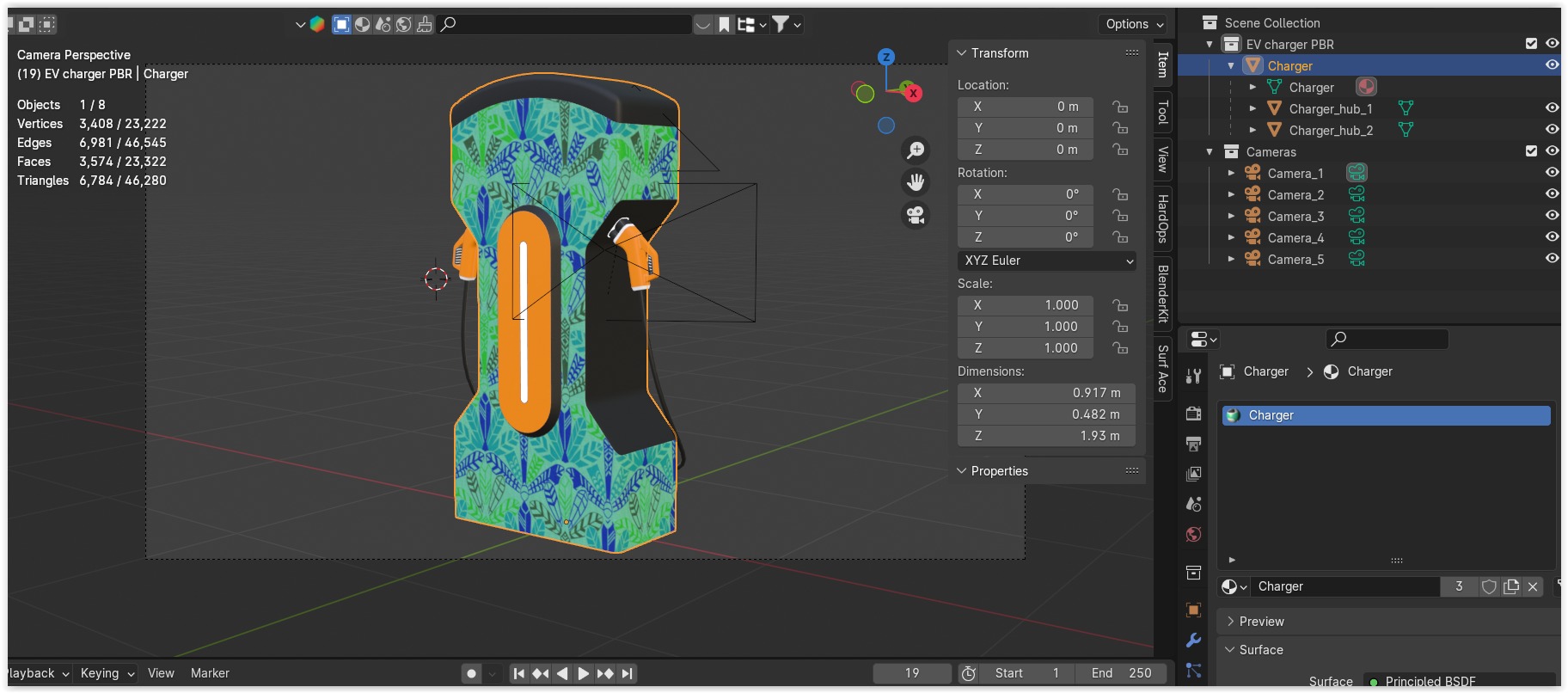 EV charger IX PBR 8K 3D model_9