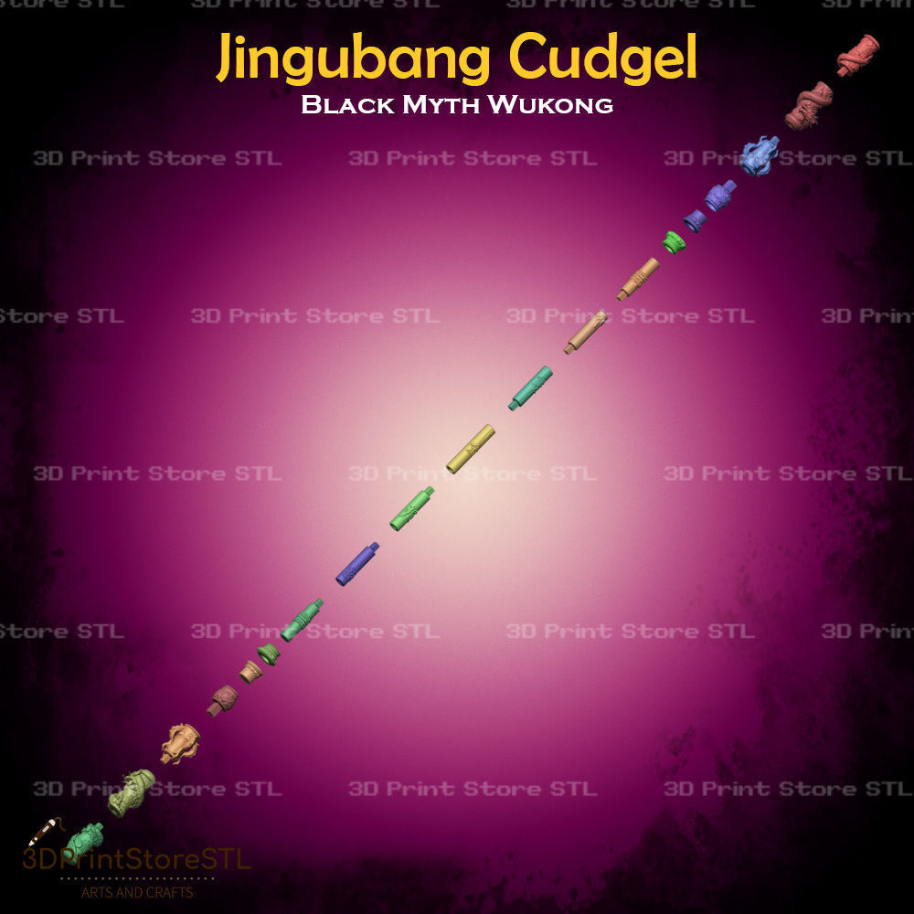Jingubang Cudgel Cosplay Black Myth Wukong - STL File 3D print model_4