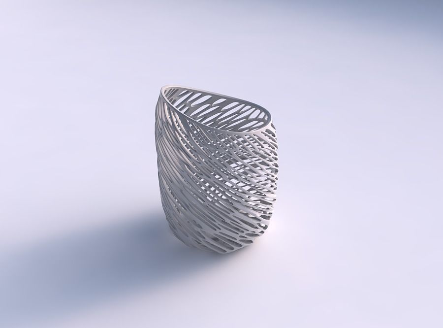 Vase twisted 2 with twisted diagonal organic lattice 3D print model_0