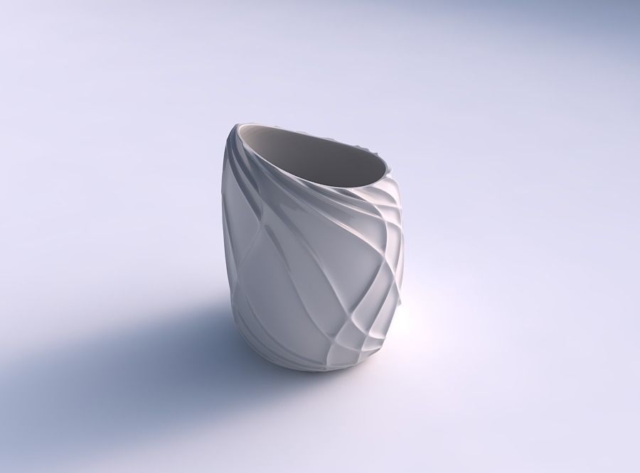 Vase twisted 2 with wavy sparse extruded lines 3D print model_0
