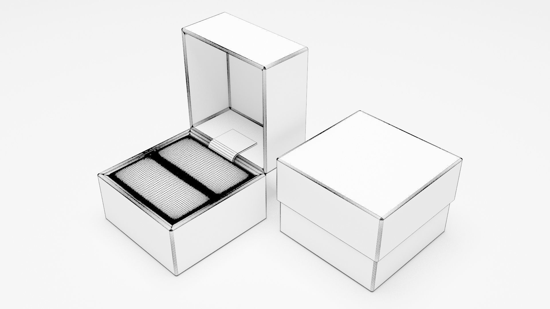 Wedding Square Ring Box 3D model_7
