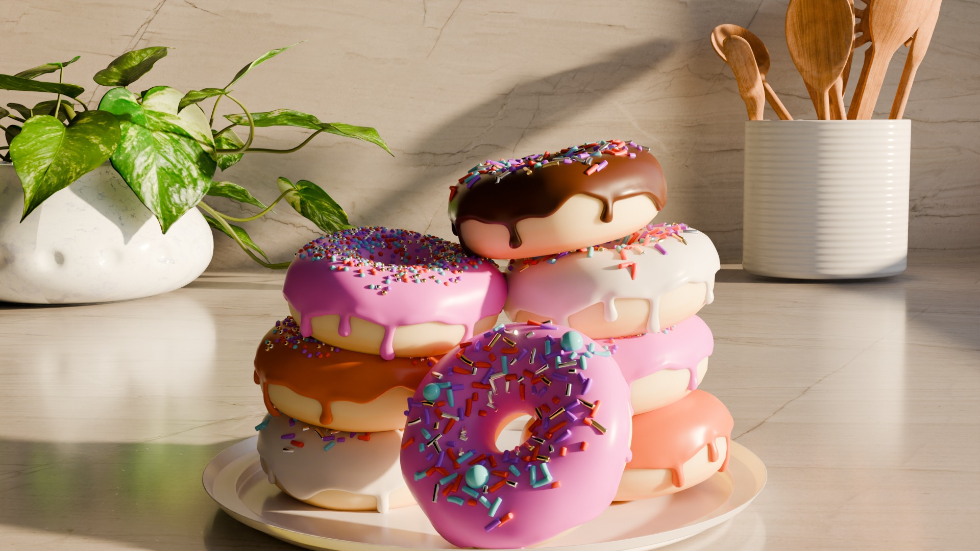 Donuts in a kitchen 3D model_22