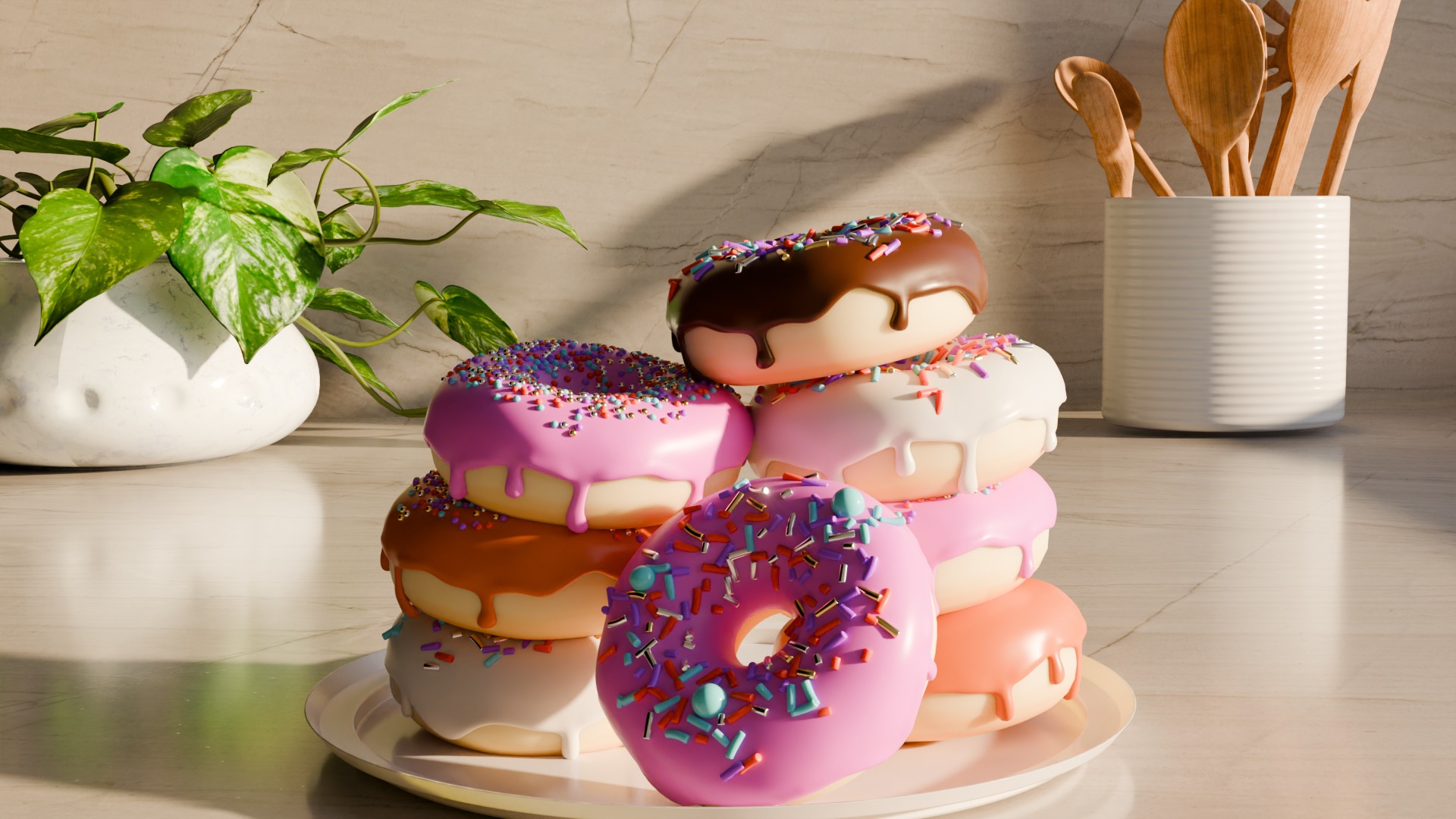 Donuts in a kitchen 3D model_30