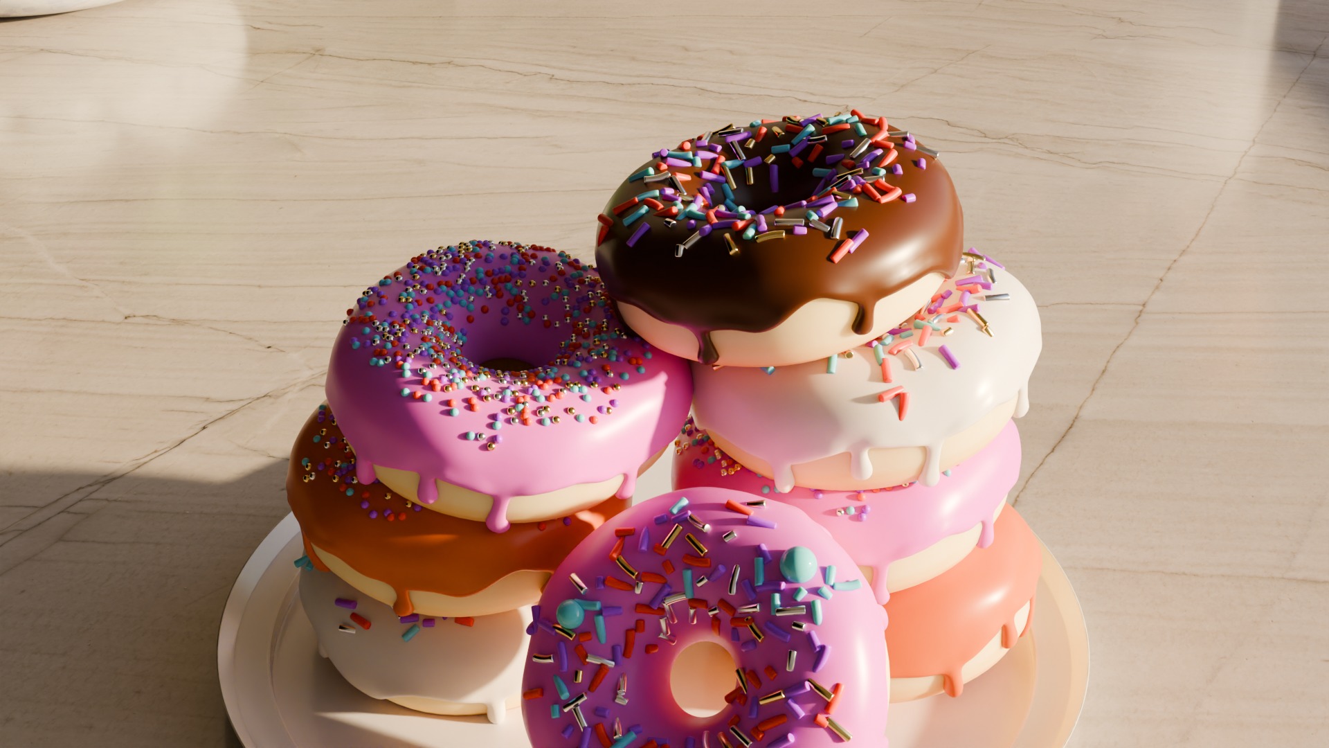 Donuts in a kitchen 3D model_8