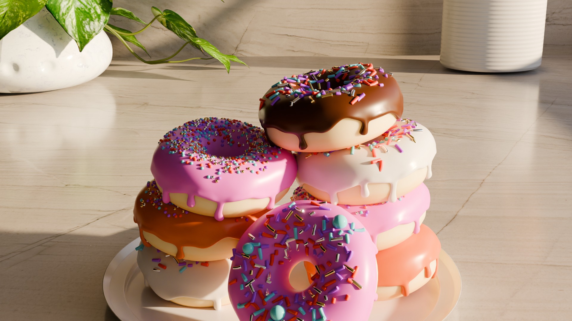 Donuts in a kitchen 3D model_10