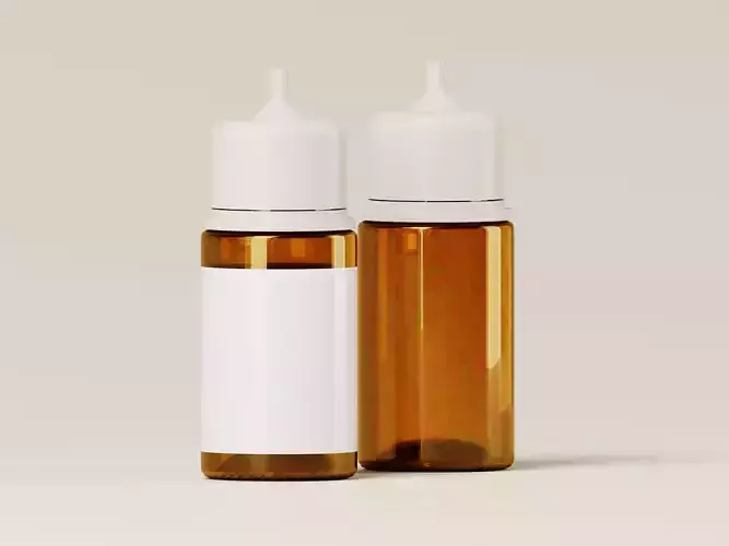 Amber Cosmetic or Medicine Bottle 3D Model
