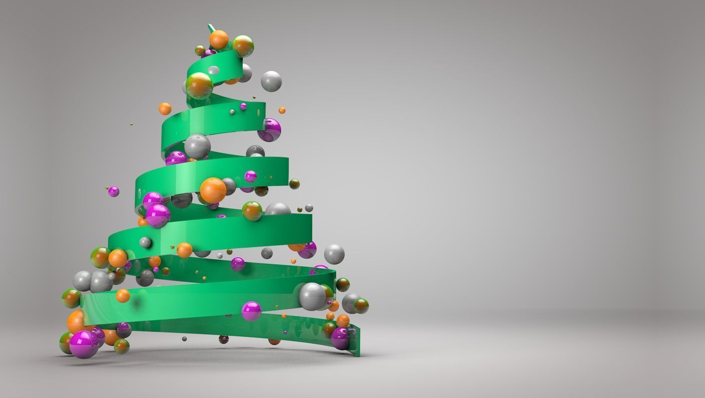 Animated 3D Ribbon Christmas Tree 3D model_2