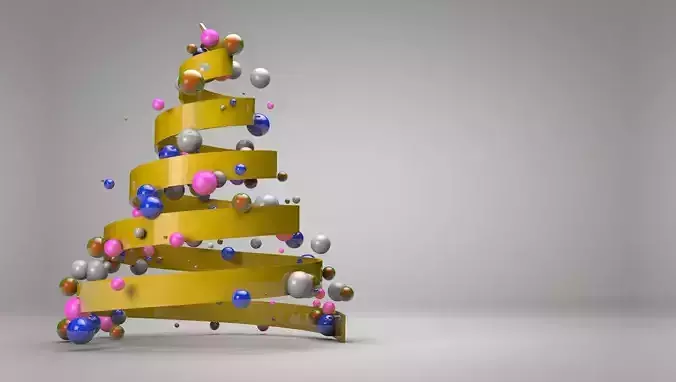 Animated 3D Ribbon Christmas Tree