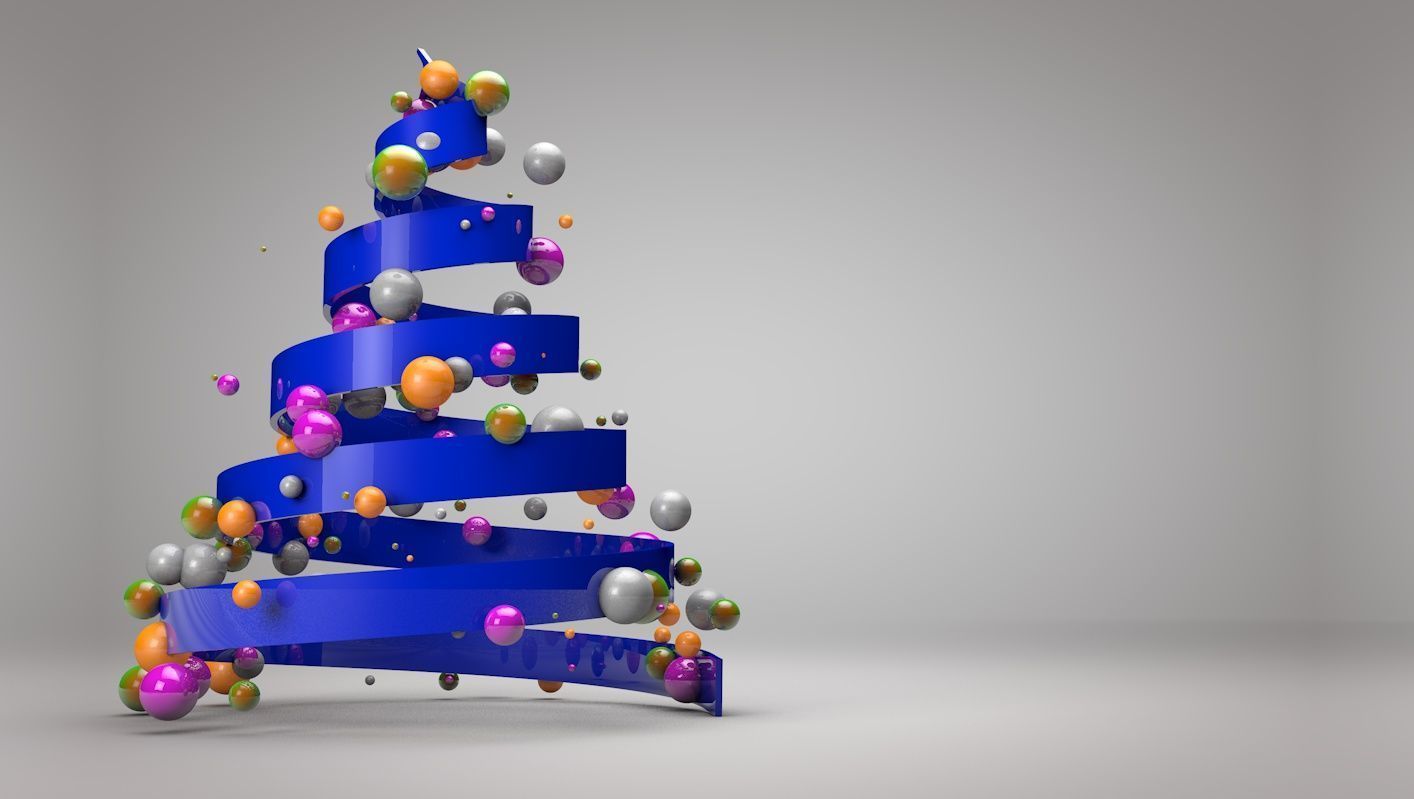 Animated 3D Ribbon Christmas Tree 3D model_3