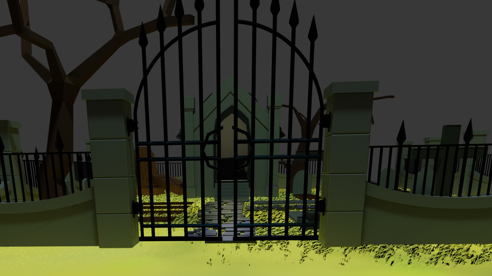 Graveyard low poly Free 3D model_3