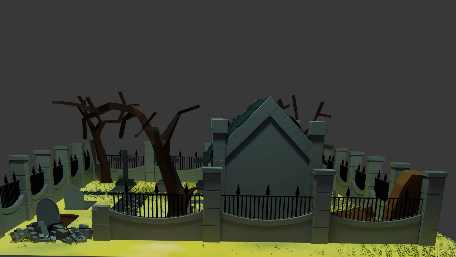 Graveyard low poly Free 3D model_5