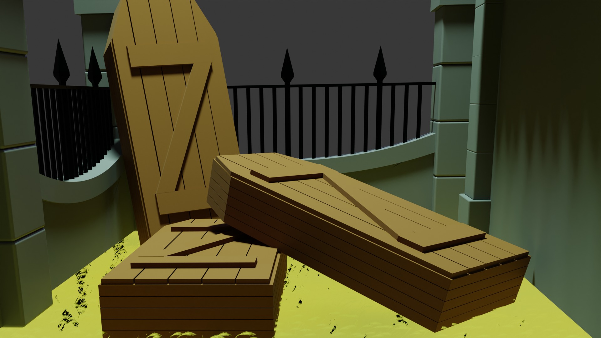 Graveyard low poly Free 3D model_2