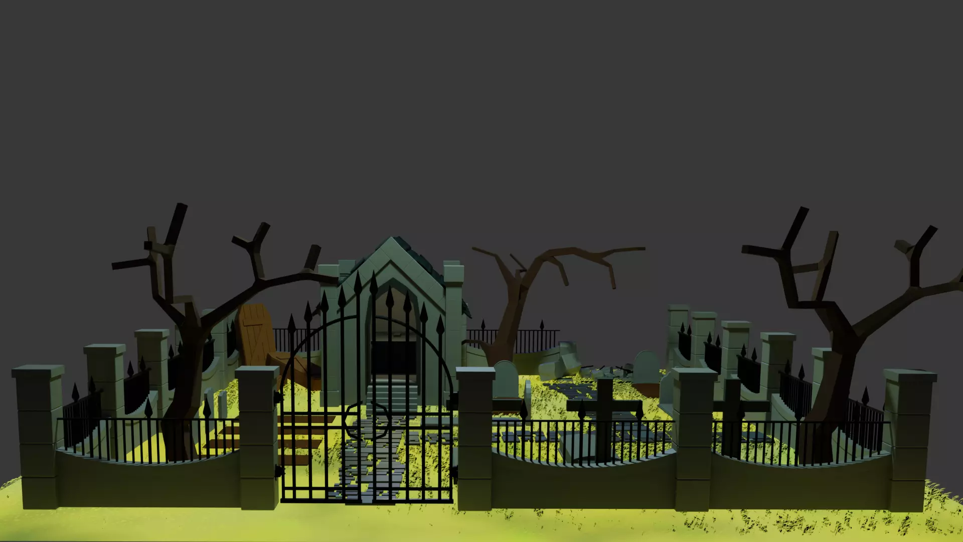 Graveyard low poly Free 3D model_0