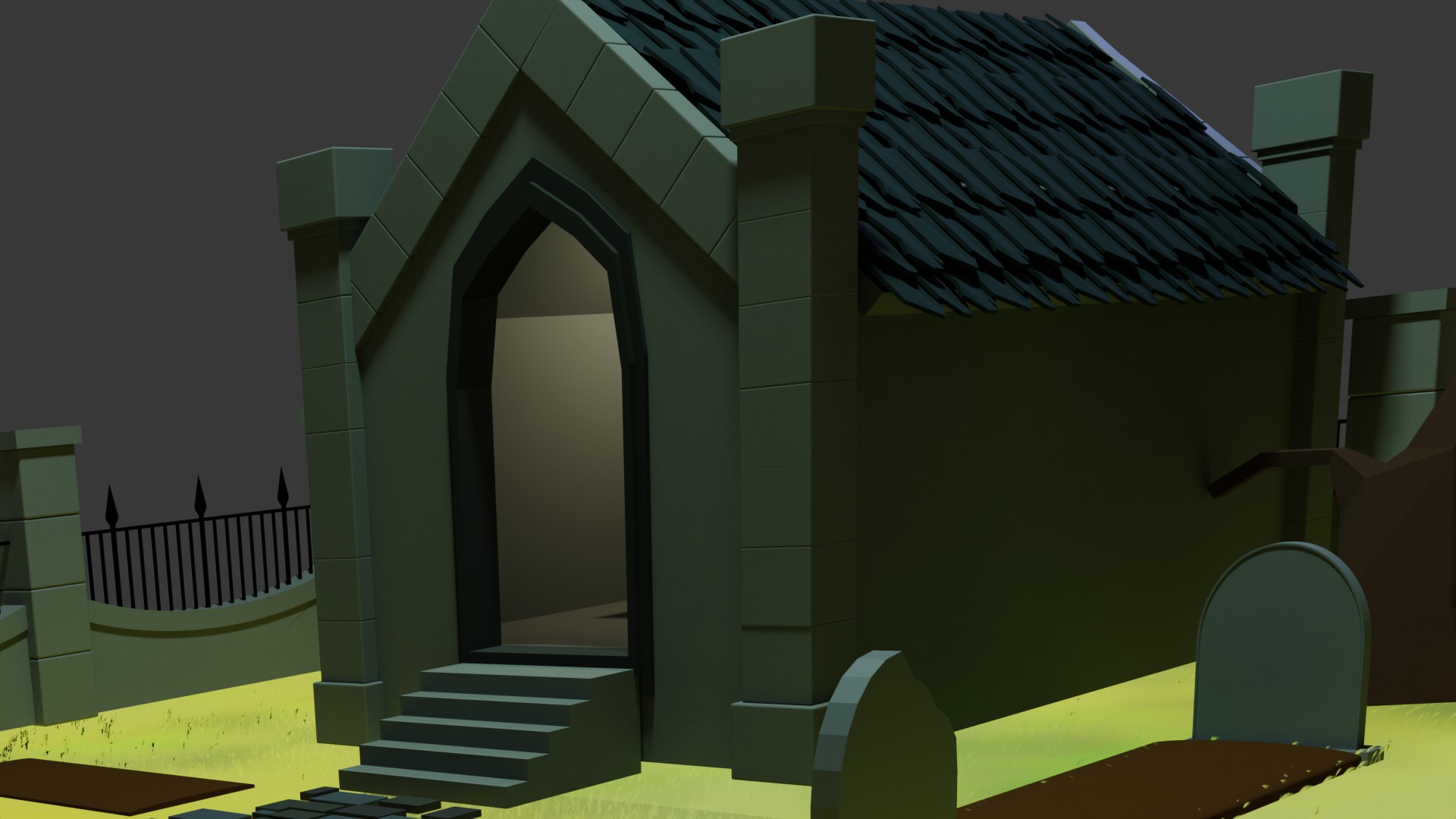 Graveyard low poly Free 3D model_6