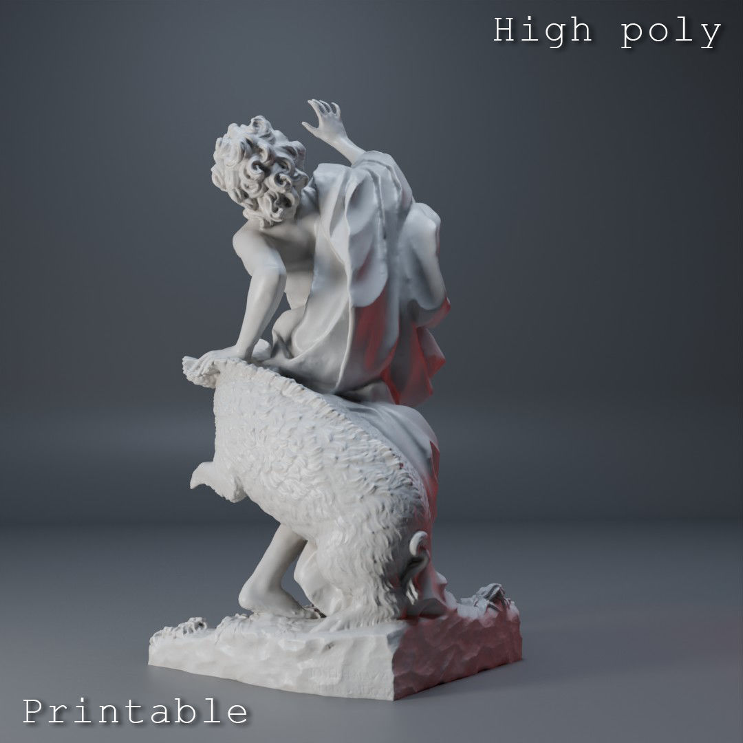 Death of Adonis Sculpture High poly Low poly Gameready Printable 3D print model_7