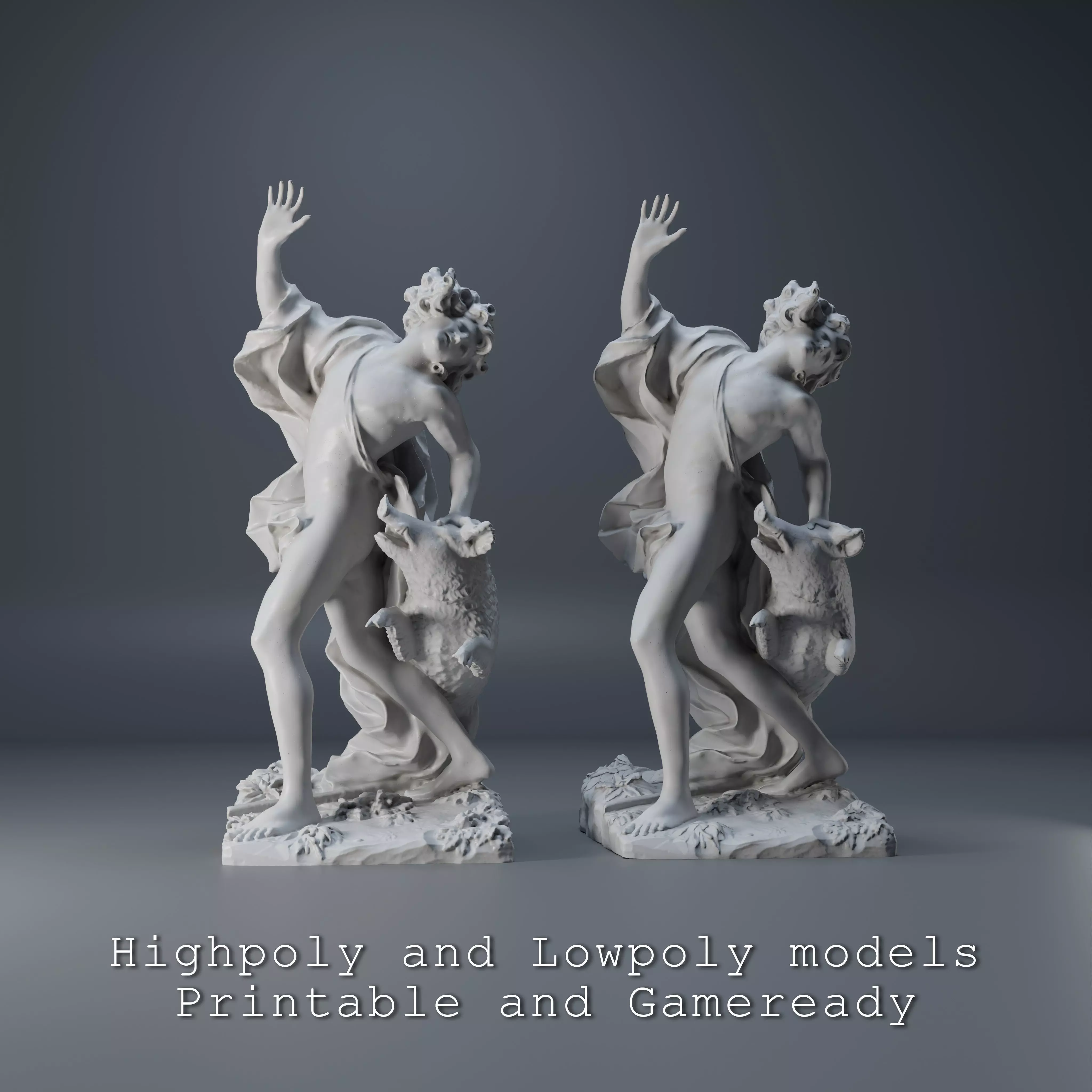 Death of Adonis Sculpture High poly Low poly Gameready Printable 3D print model_0