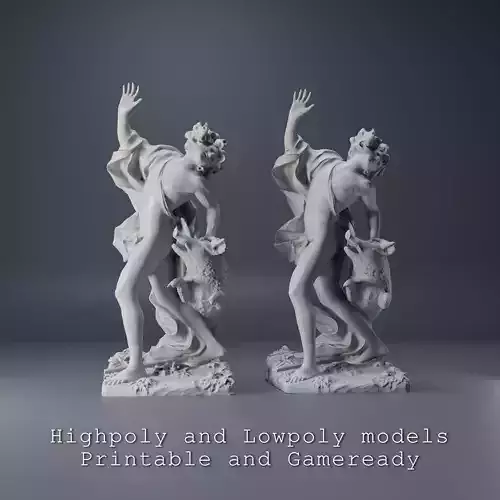 Death of Adonis Sculpture High poly Low poly Gameready Printable 3D print model