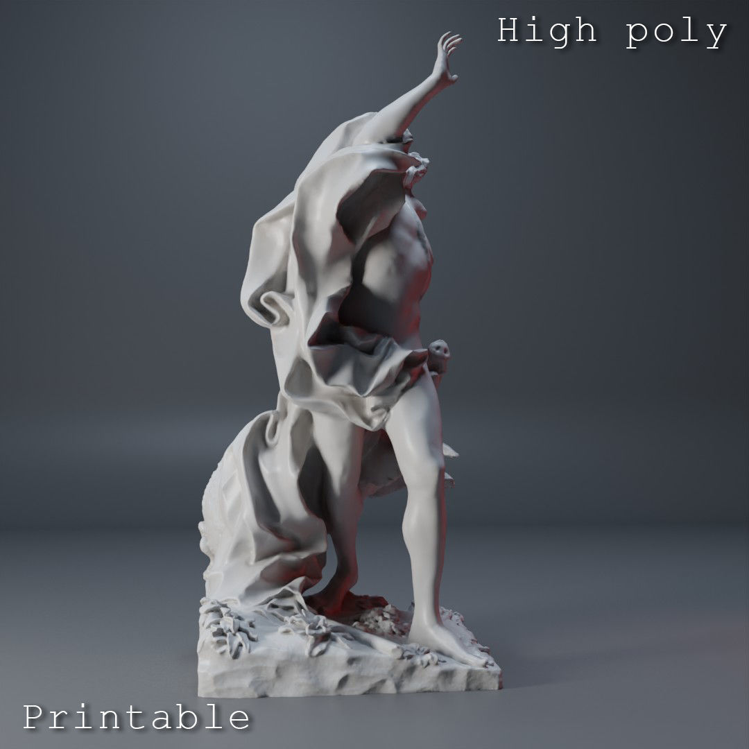Death of Adonis Sculpture High poly Low poly Gameready Printable 3D print model_4