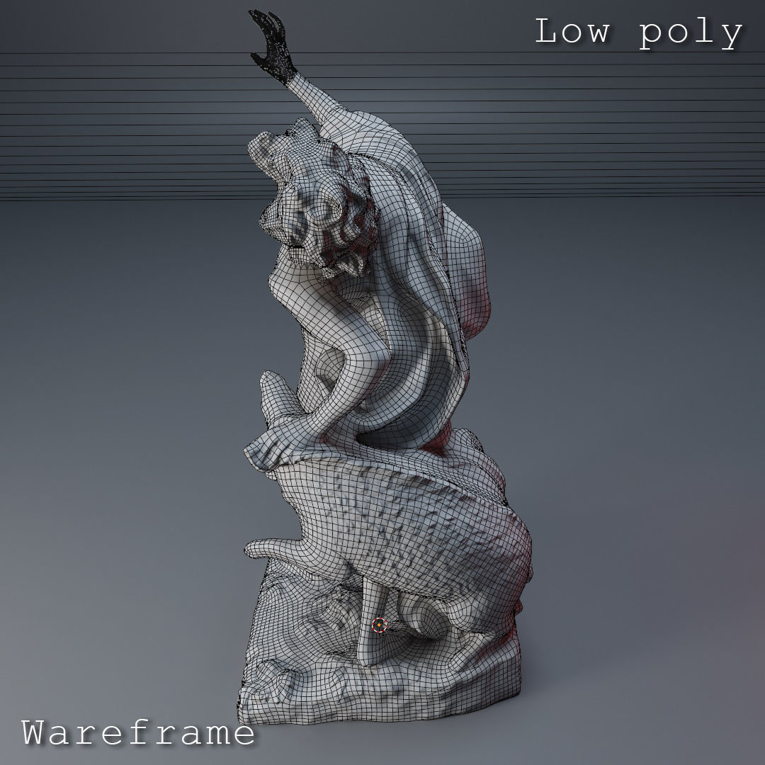 Death of Adonis Sculpture High poly Low poly Gameready Printable 3D print model_22