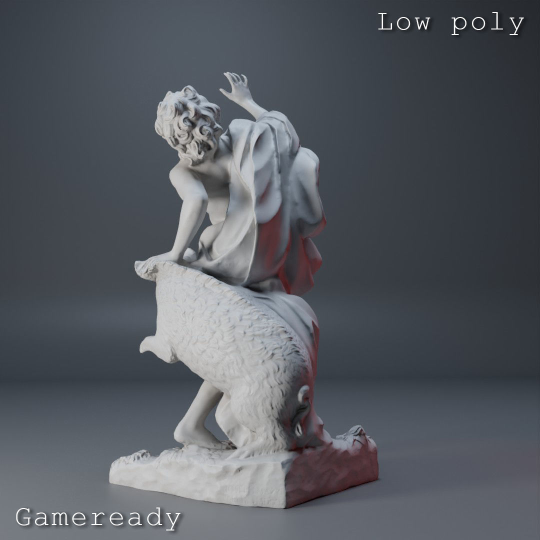 Death of Adonis Sculpture High poly Low poly Gameready Printable 3D print model_18
