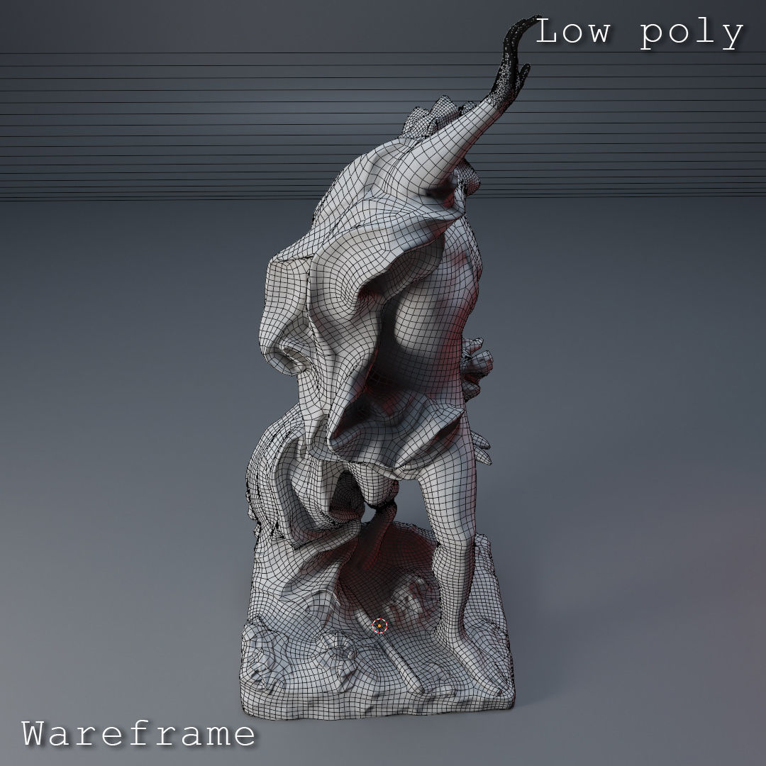 Death of Adonis Sculpture High poly Low poly Gameready Printable 3D print model_24