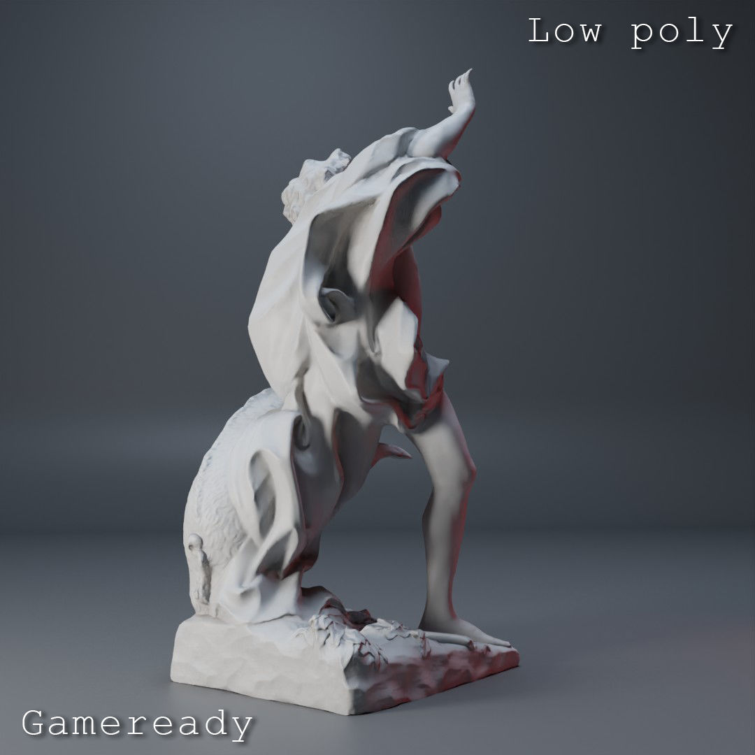 Death of Adonis Sculpture High poly Low poly Gameready Printable 3D print model_16