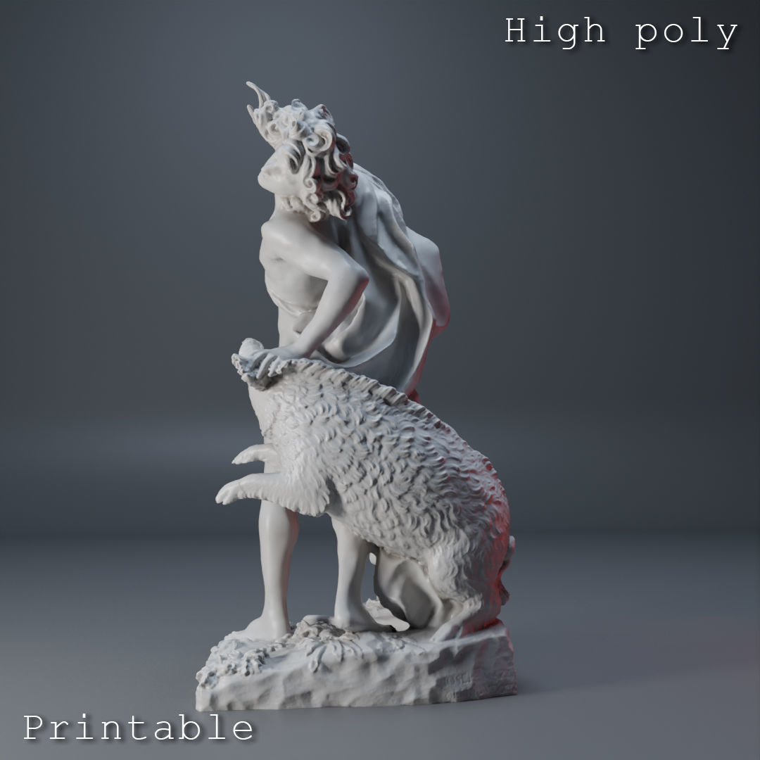 Death of Adonis Sculpture High poly Low poly Gameready Printable 3D print model_8