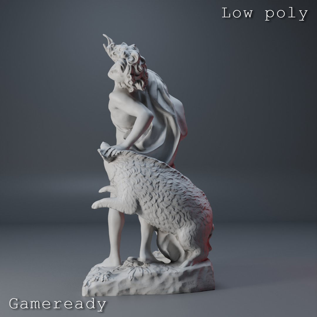 Death of Adonis Sculpture High poly Low poly Gameready Printable 3D print model_19
