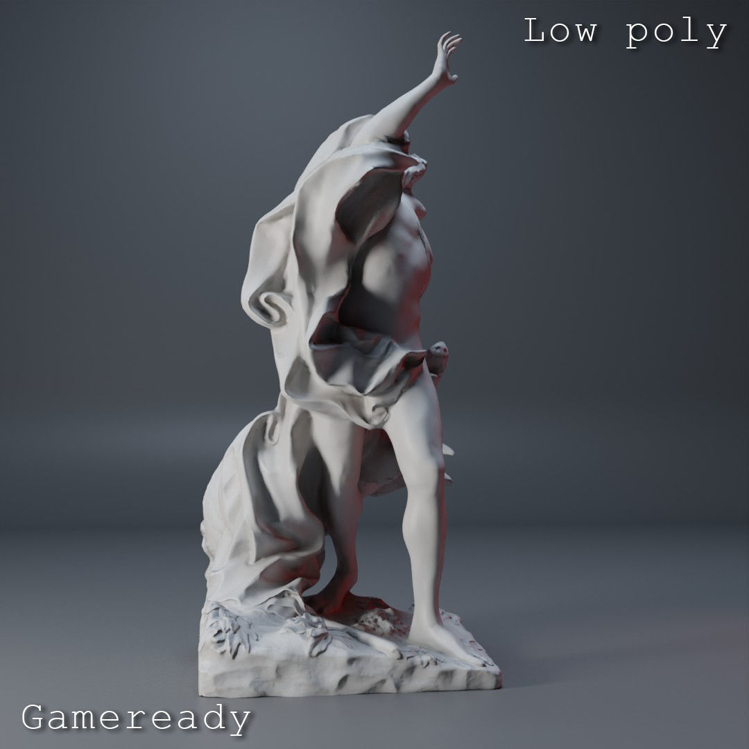 Death of Adonis Sculpture High poly Low poly Gameready Printable 3D print model_15