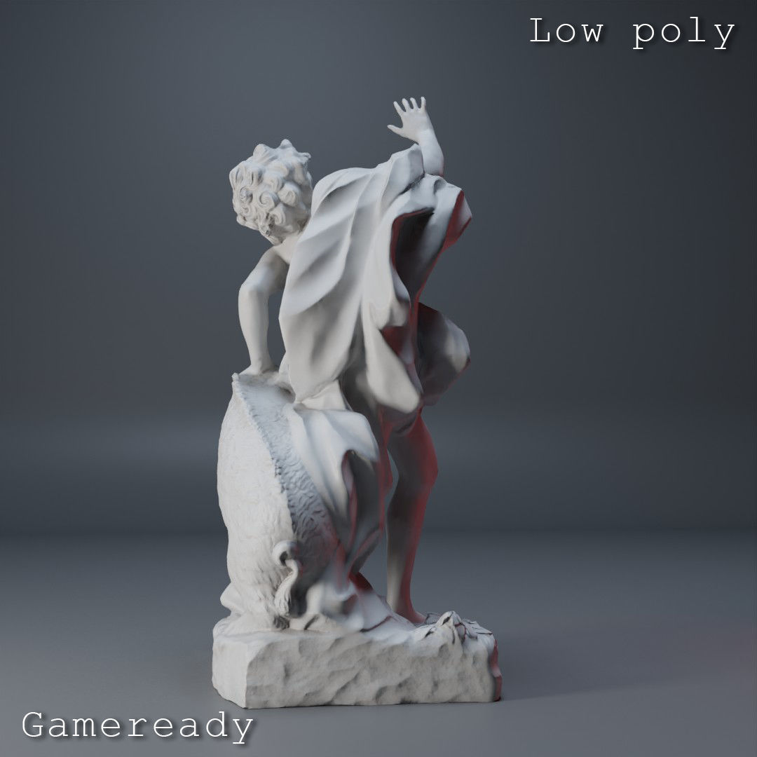 Death of Adonis Sculpture High poly Low poly Gameready Printable 3D print model_17