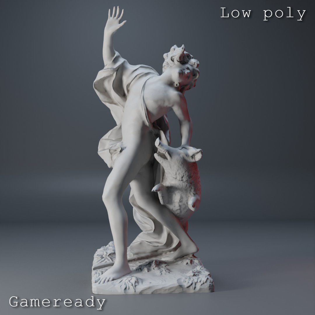 Death of Adonis Sculpture High poly Low poly Gameready Printable 3D print model_13