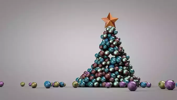 Animated 3D Christmas tree of spheres  3D model