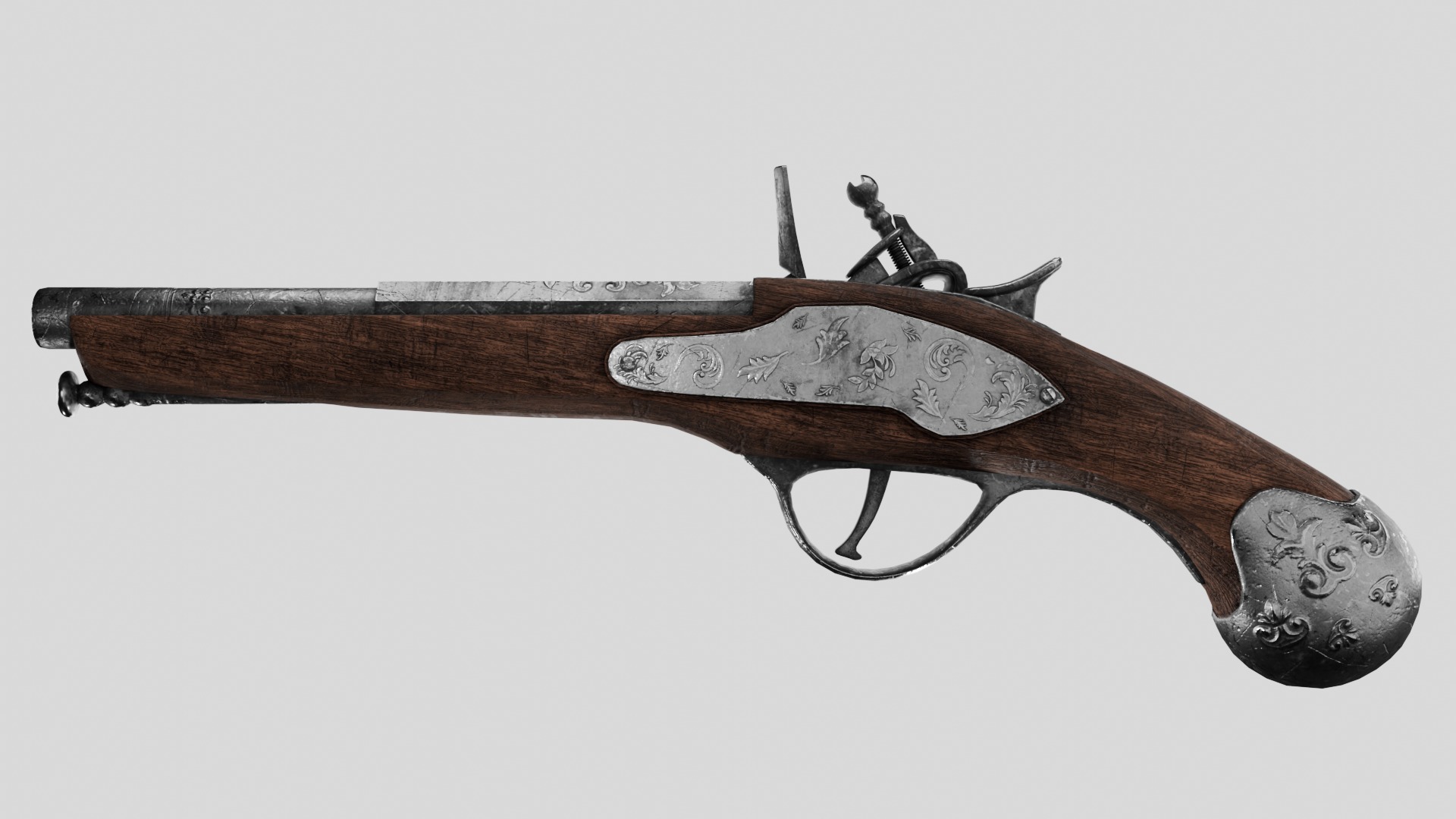 Flintlock Pistol Low-poly 3D model_3