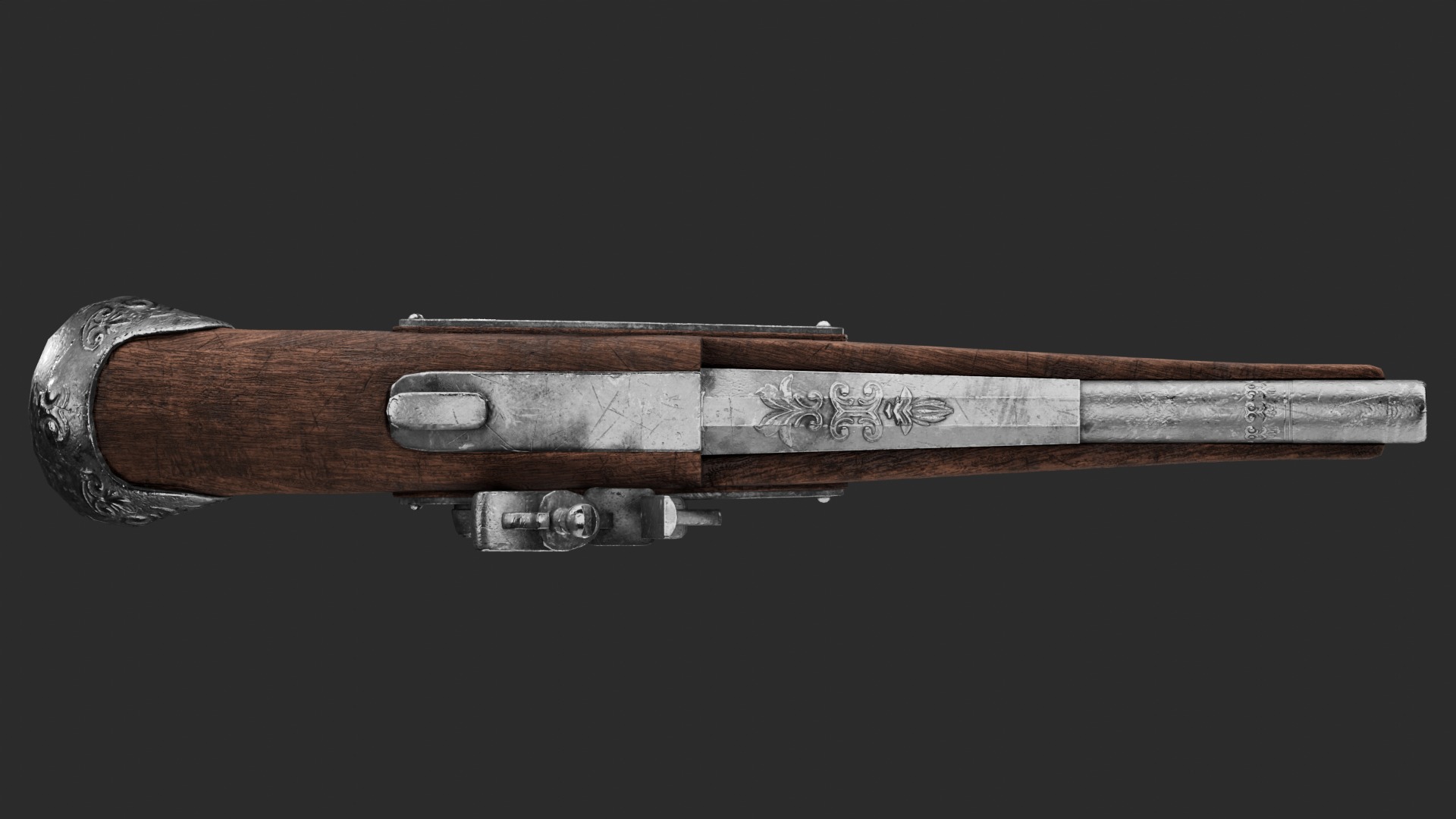 Flintlock Pistol Low-poly 3D model_6