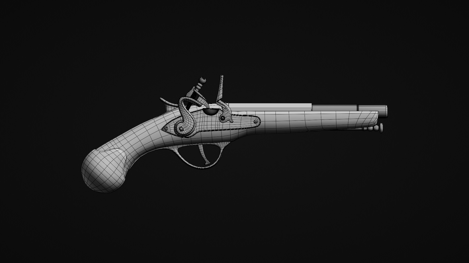 Flintlock Pistol Low-poly 3D model_7
