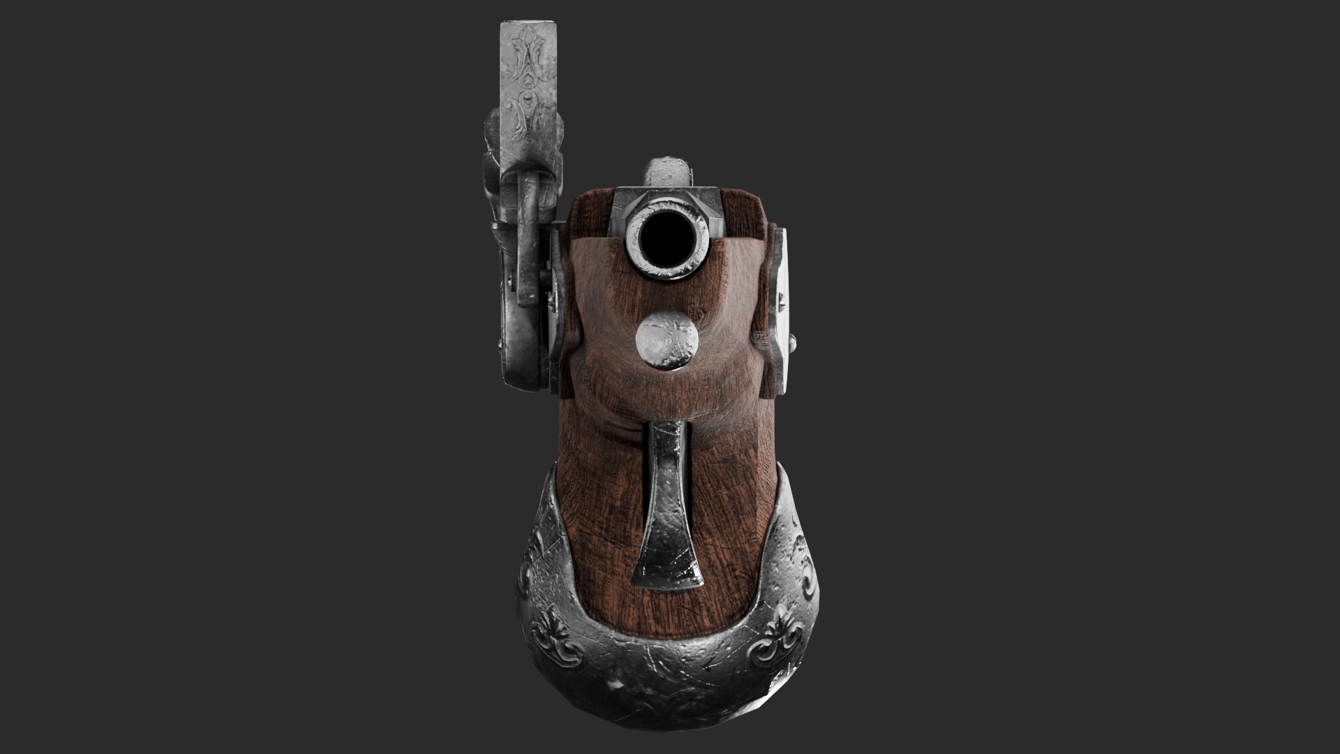 Flintlock Pistol Low-poly 3D model_4