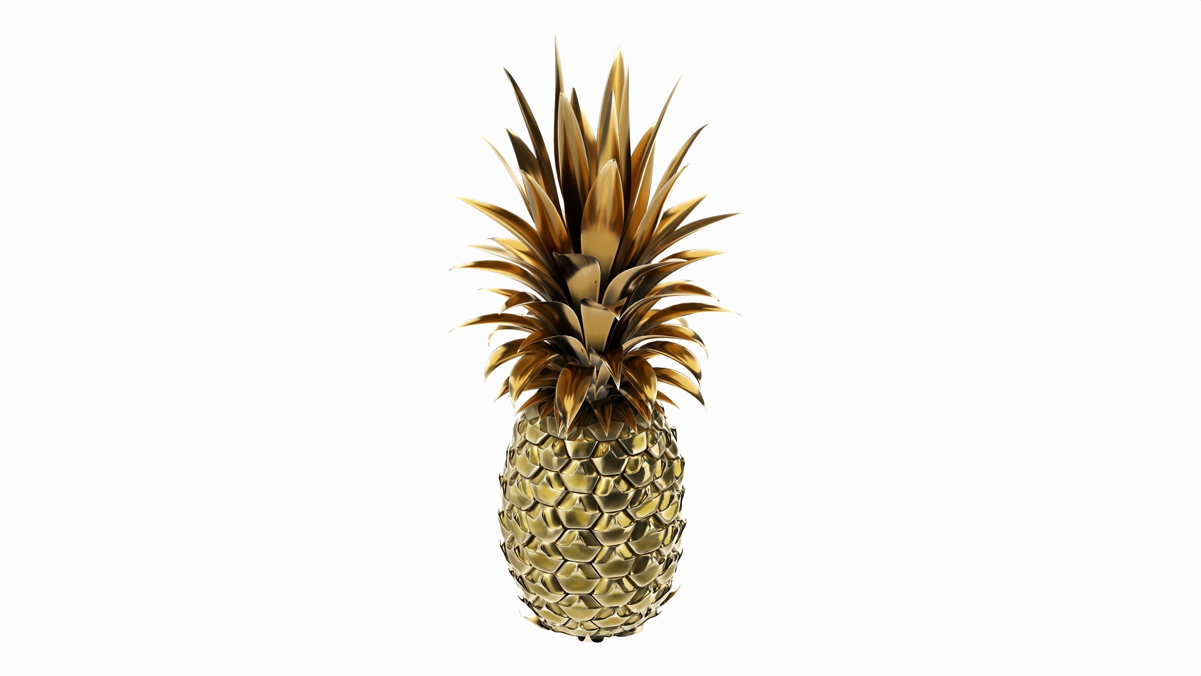 Gold pineapple 3D model_1