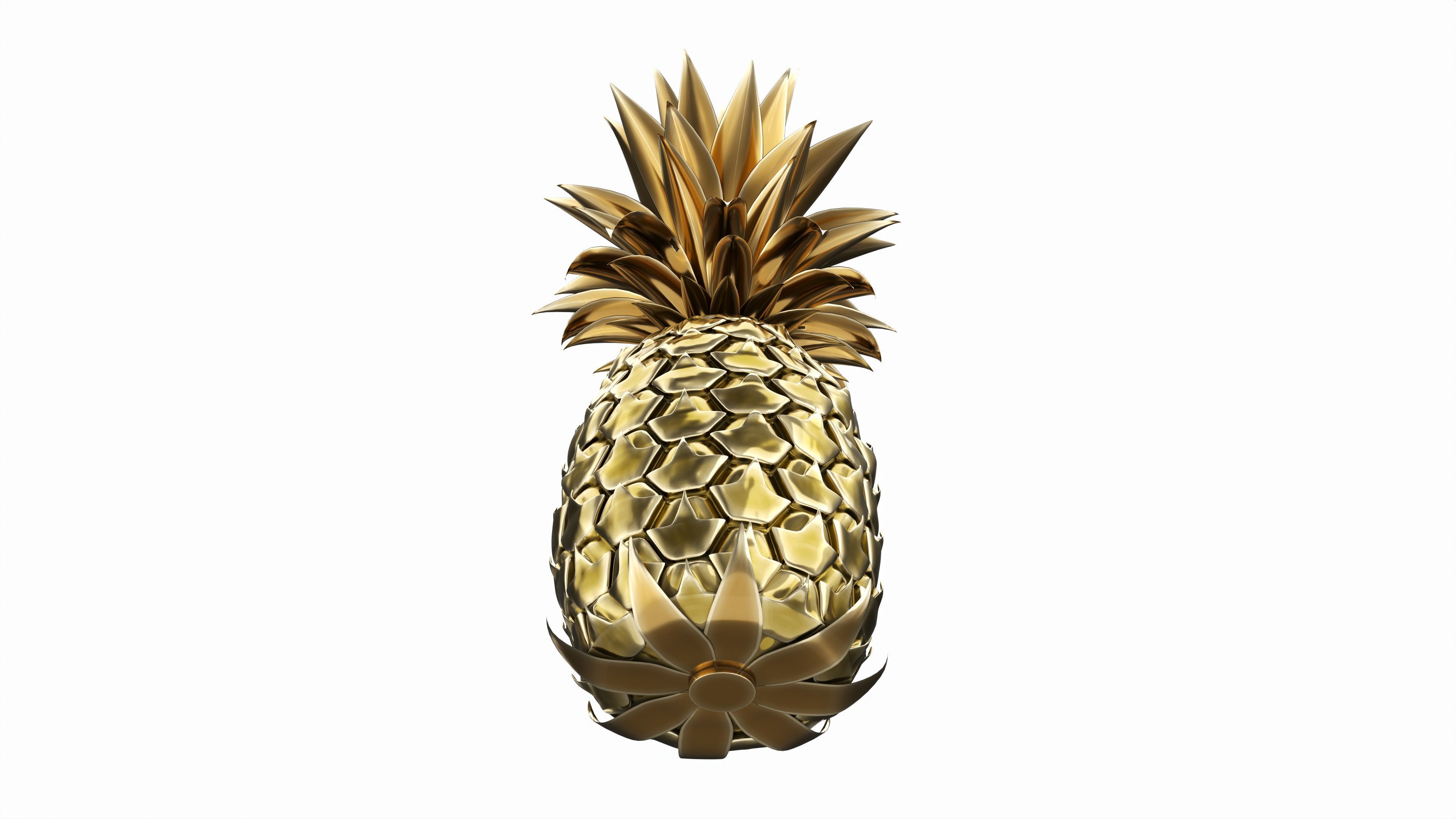 Gold pineapple 3D model_2