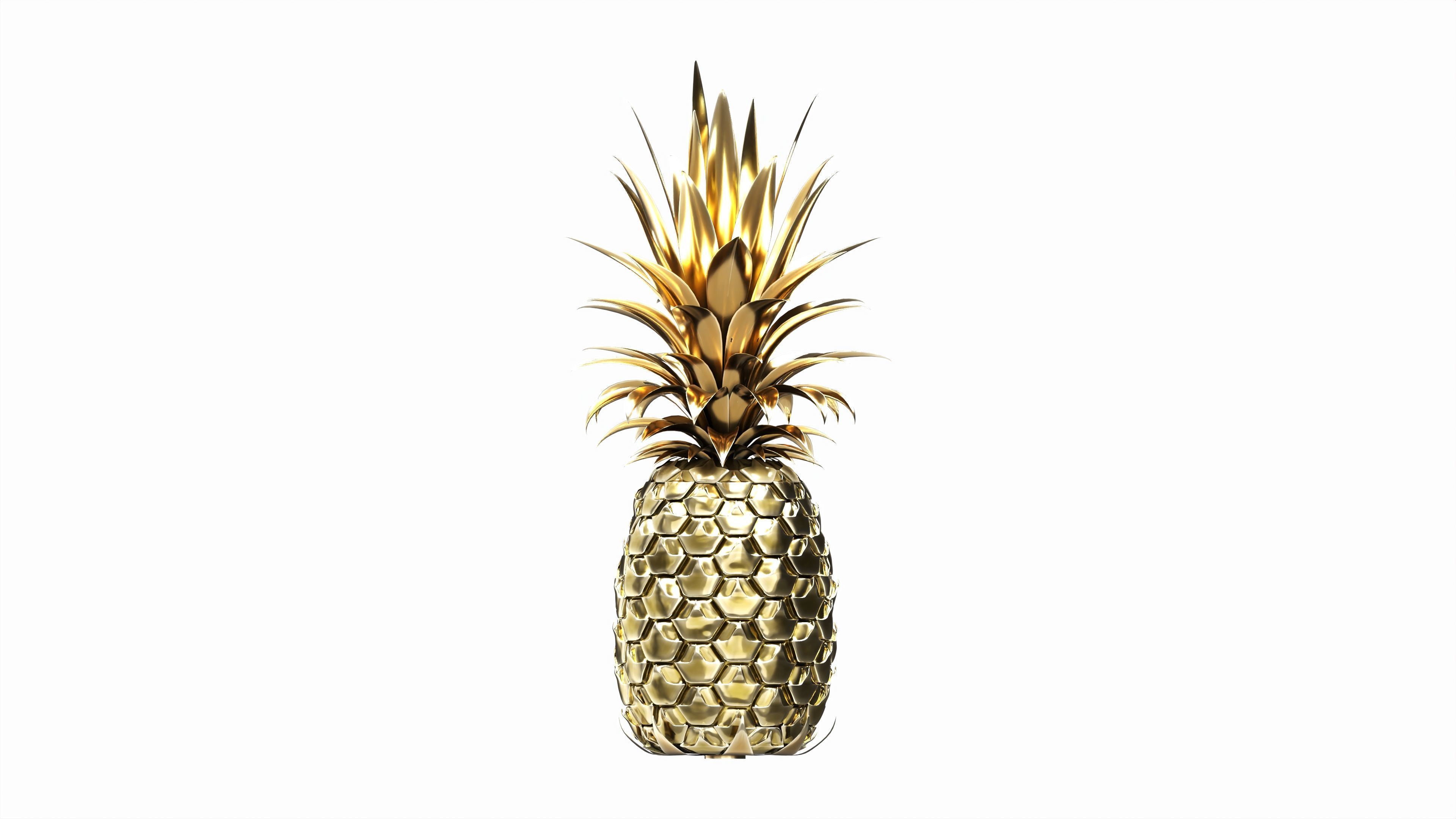Gold pineapple 3D model_3