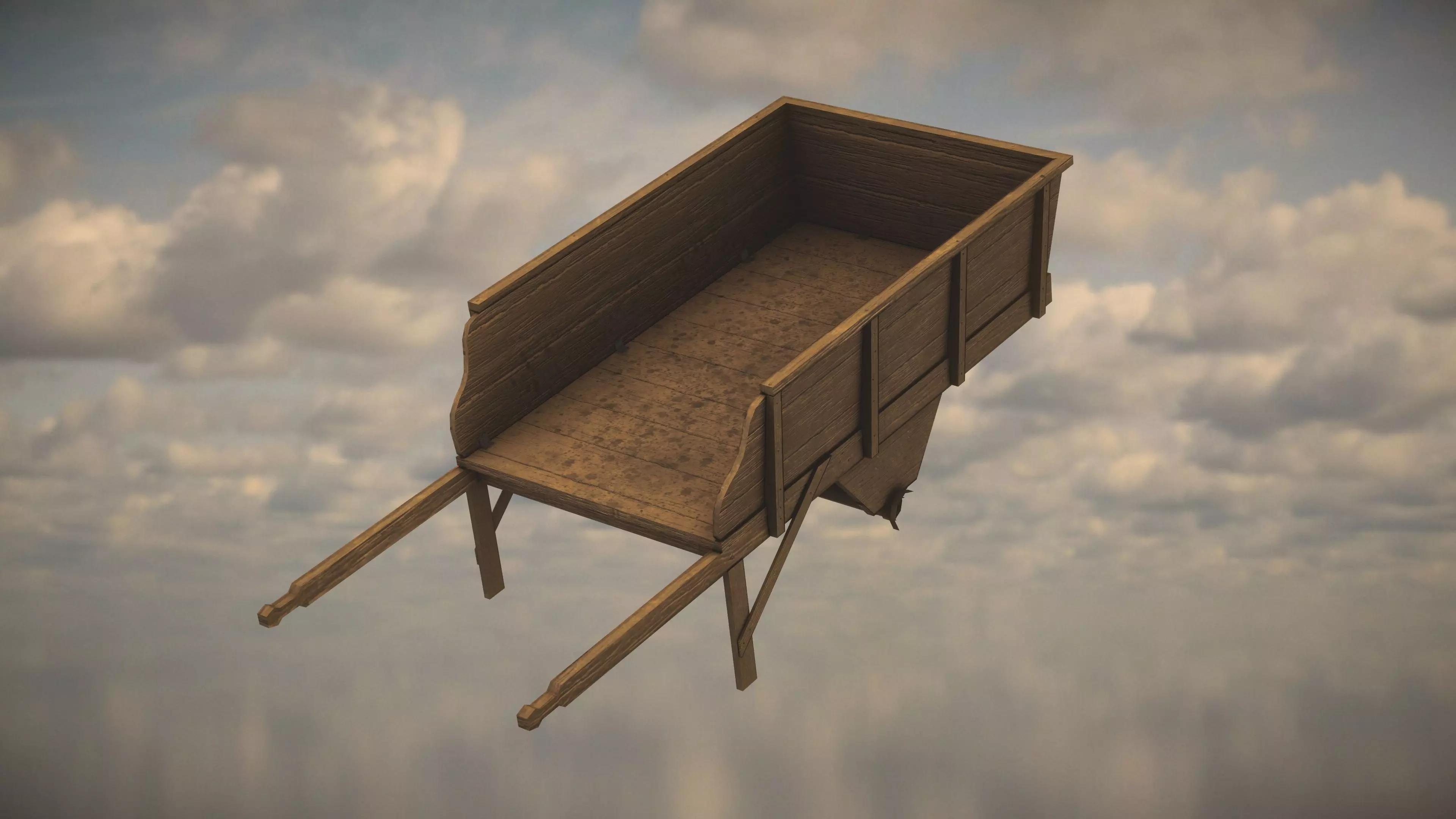 Western Wagon Low-poly 3D model_0