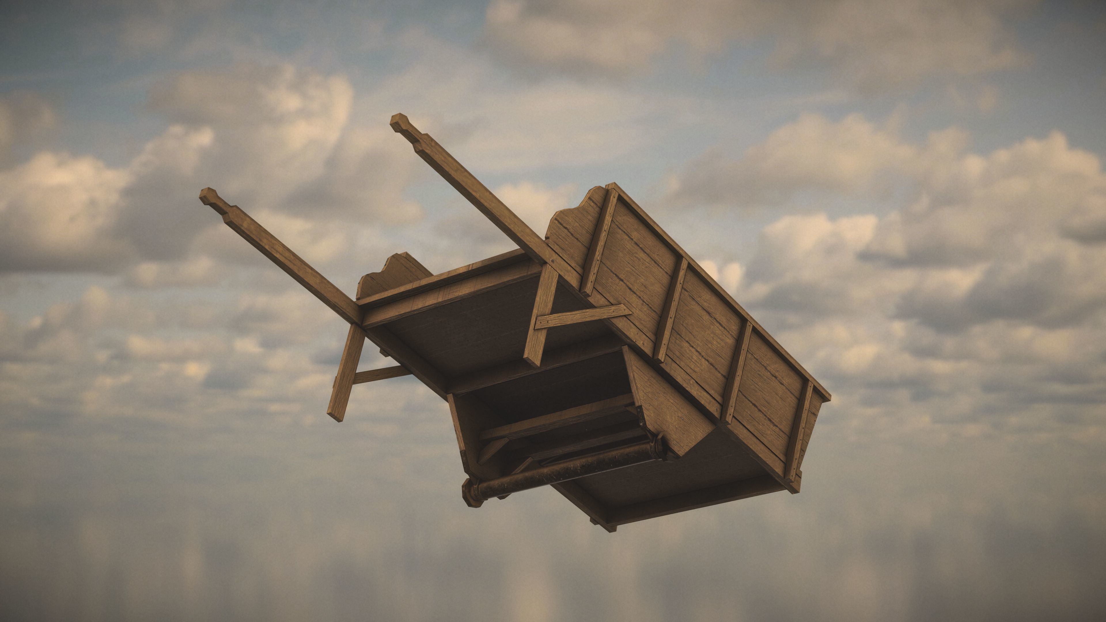 Western Wagon Low-poly 3D model_1