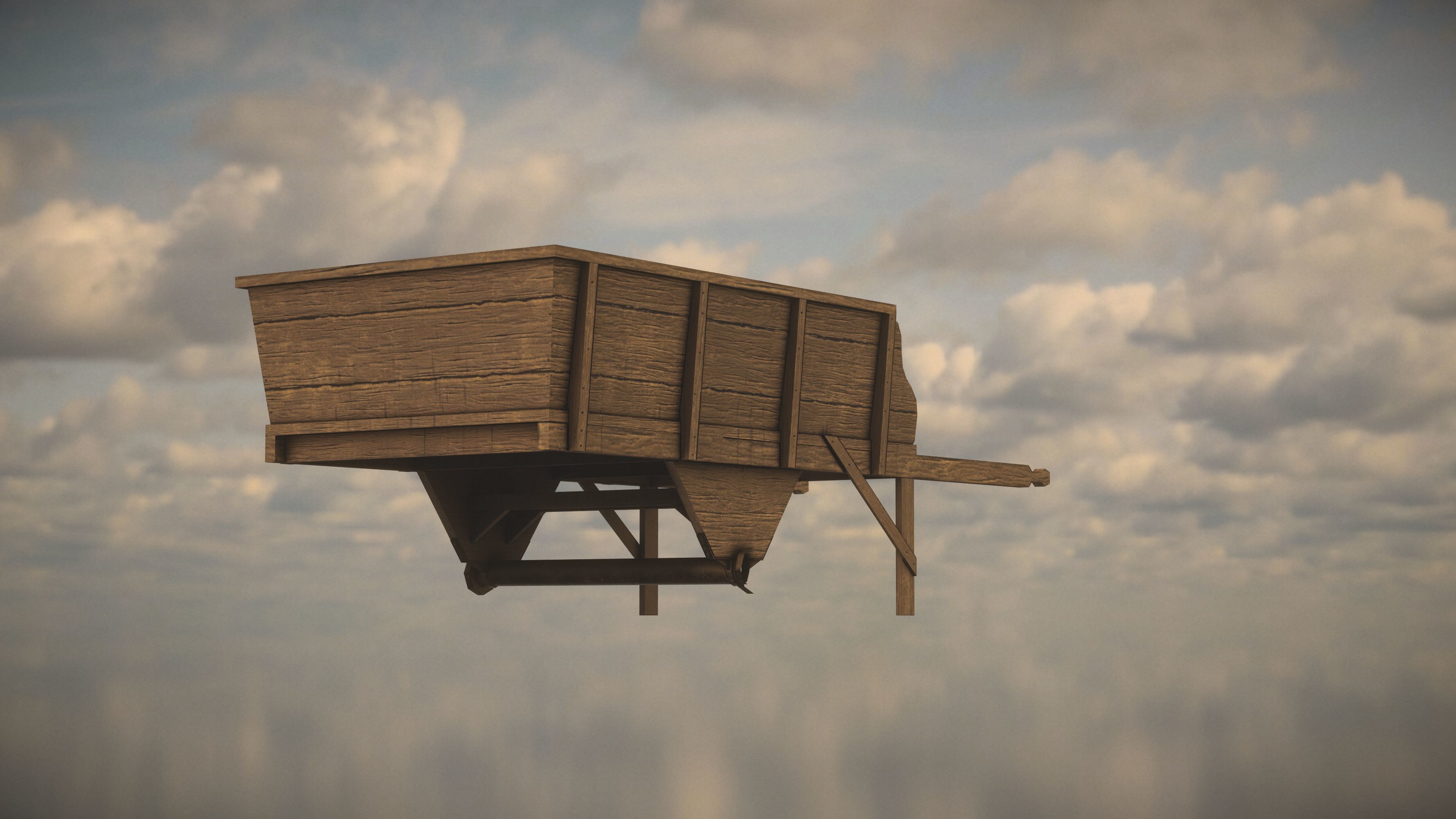 Western Wagon Low-poly 3D model_2