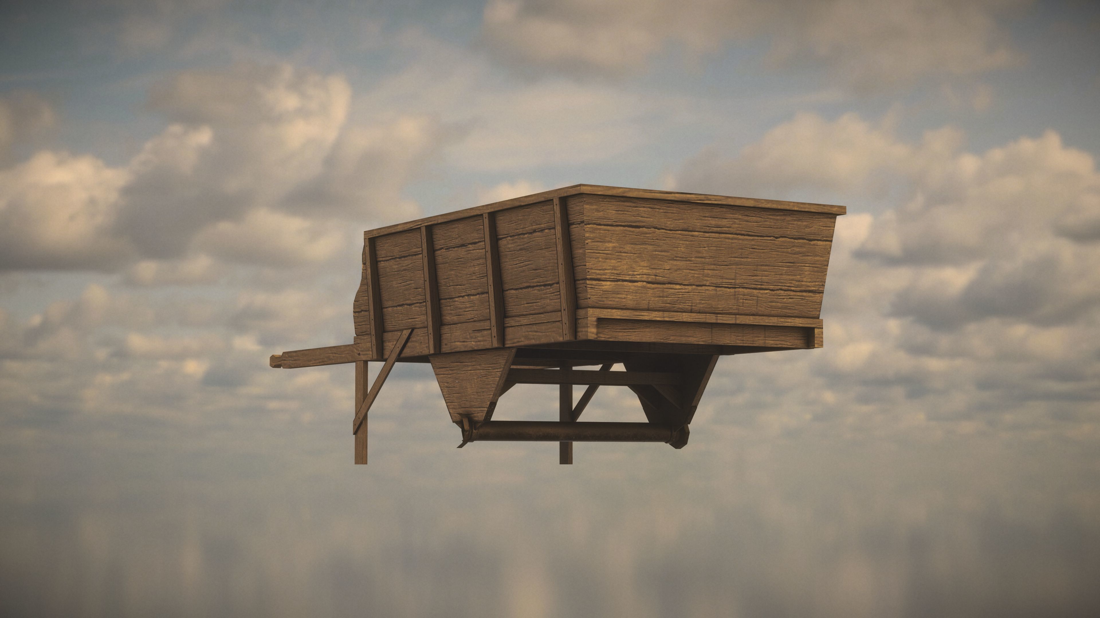 Western Wagon Low-poly 3D model_3