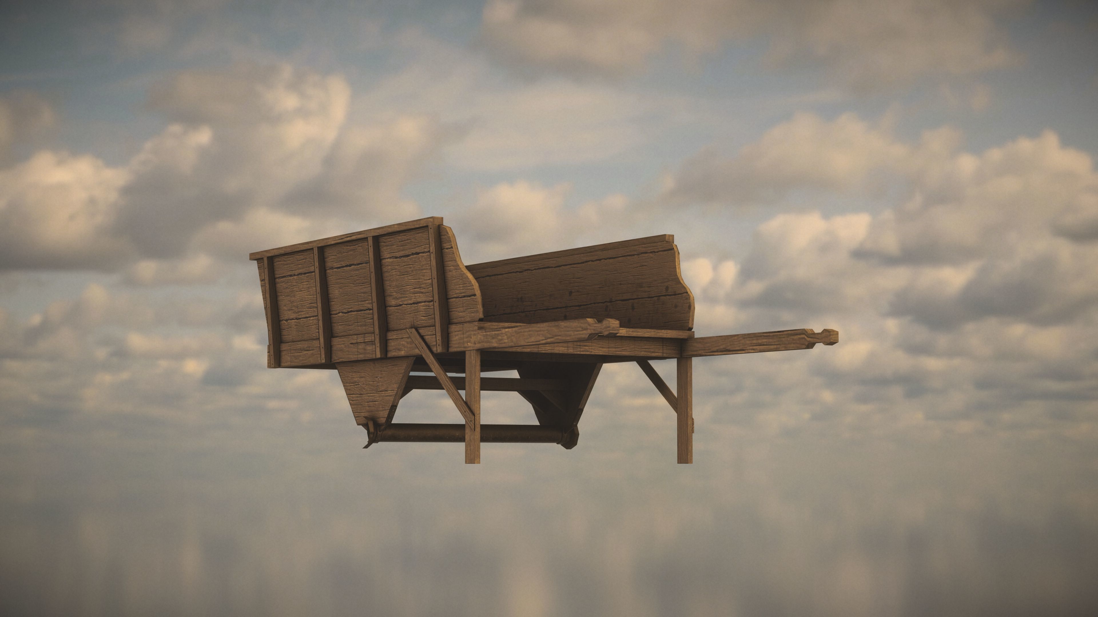 Western Wagon Low-poly 3D model_5