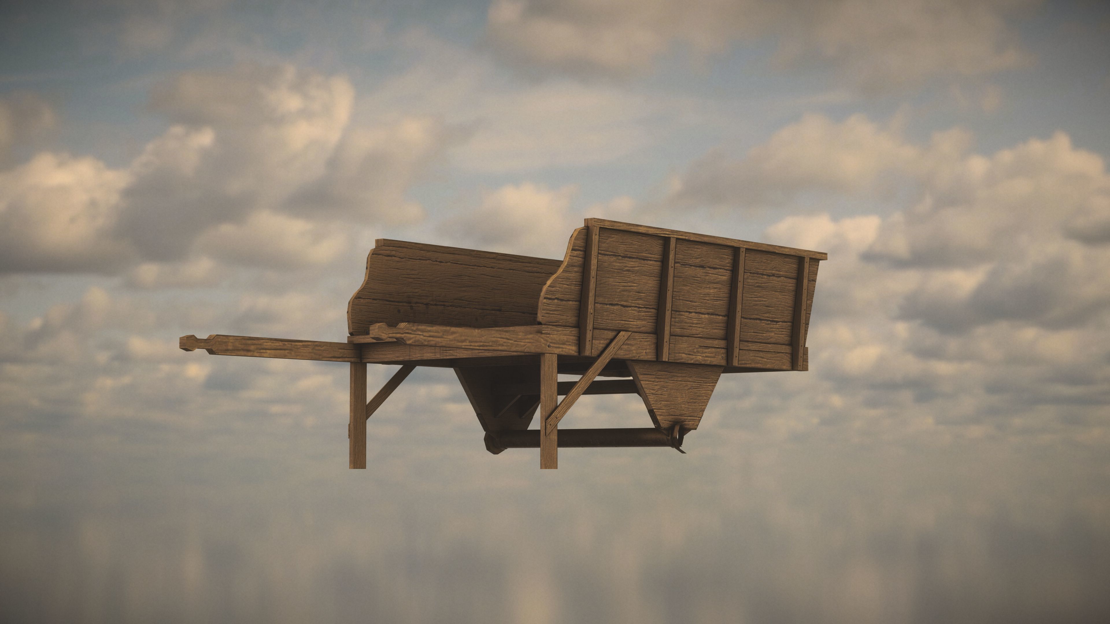 Western Wagon Low-poly 3D model_4