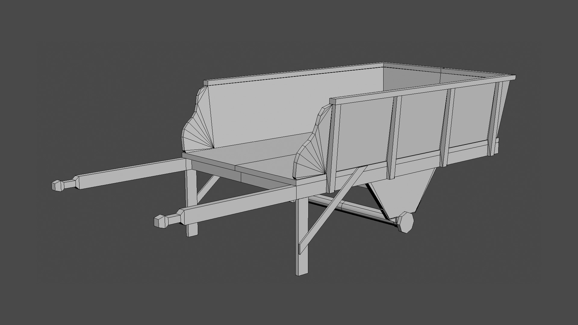Western Wagon Low-poly 3D model_9