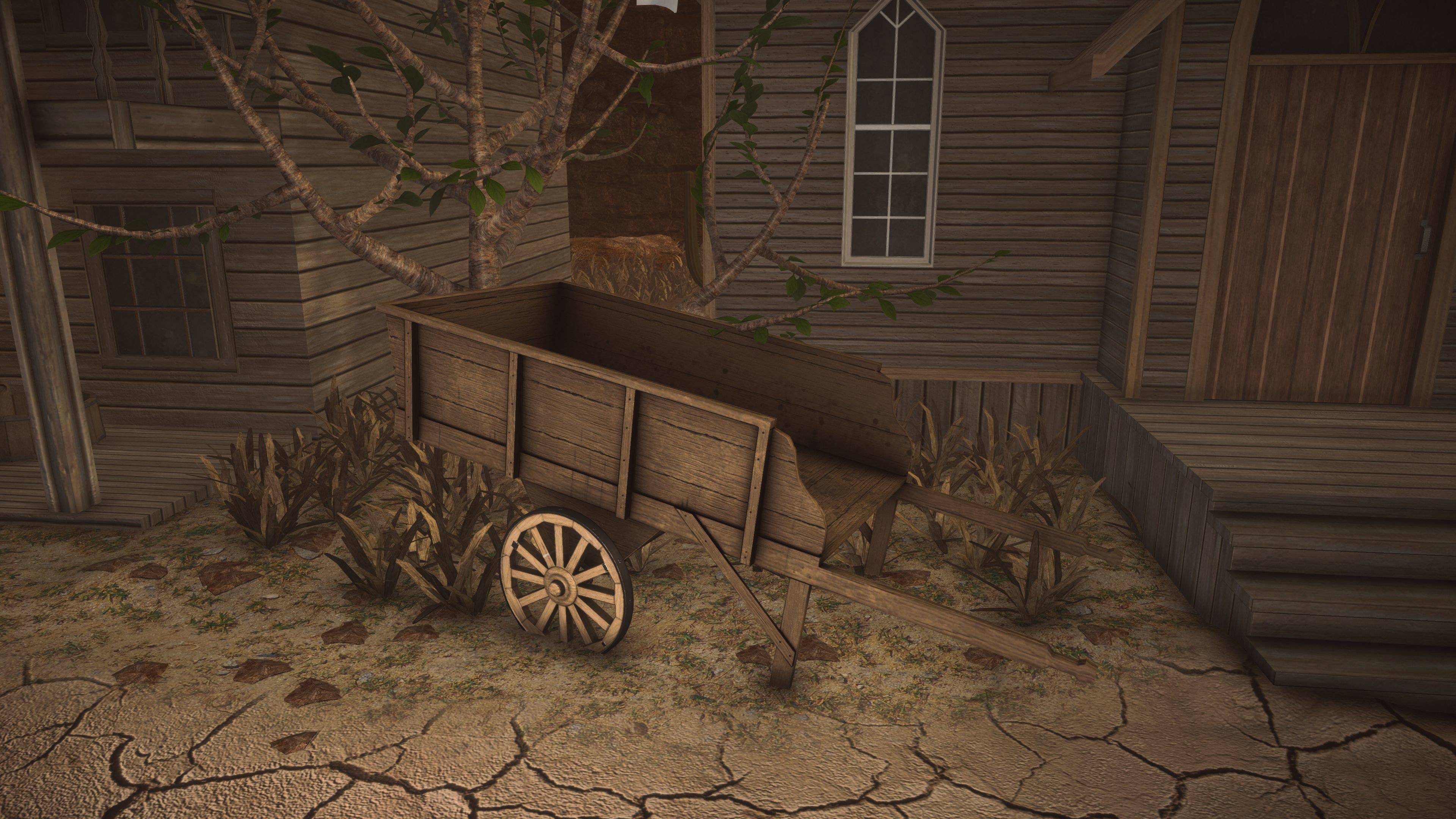 Western Wagon Low-poly 3D model_7