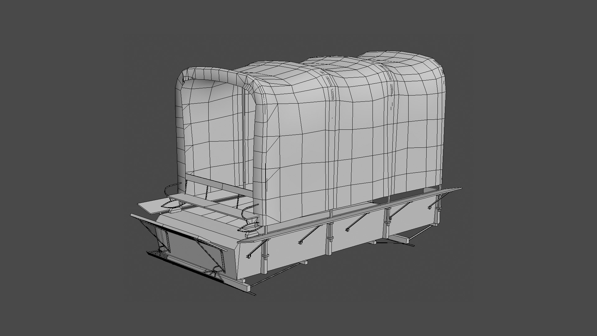 Western Wagon Low-poly 3D model_7