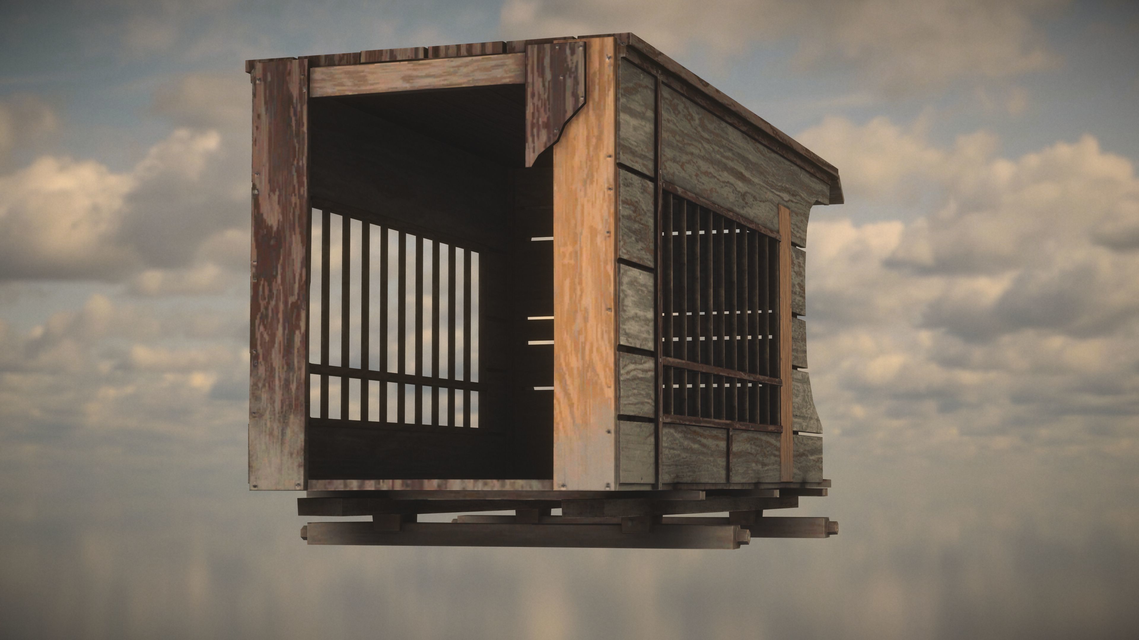 Western Wagon Low-poly 3D model_3