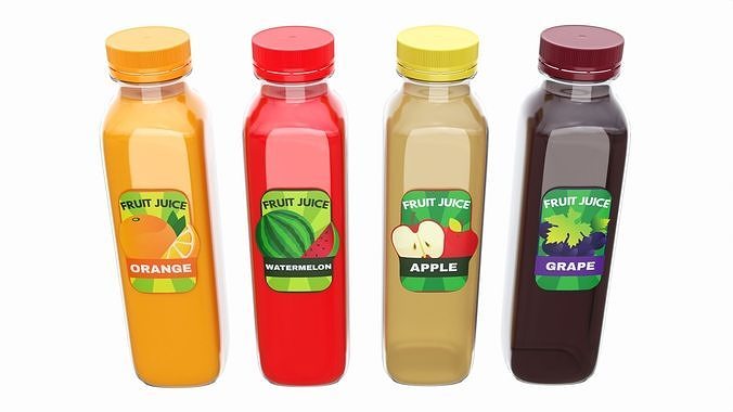Juice bottle set mockup 3D model 2